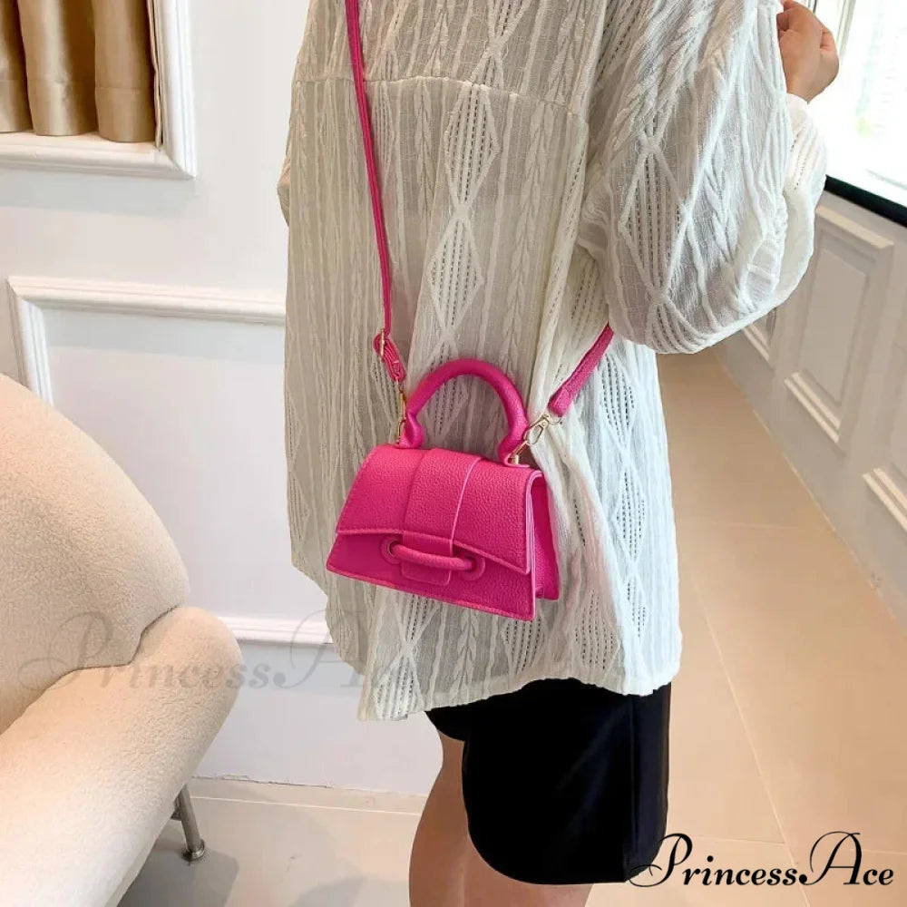 Sophisticated Solid Shoulder Clutch Small Purse Handbag Rose handbag-250126
