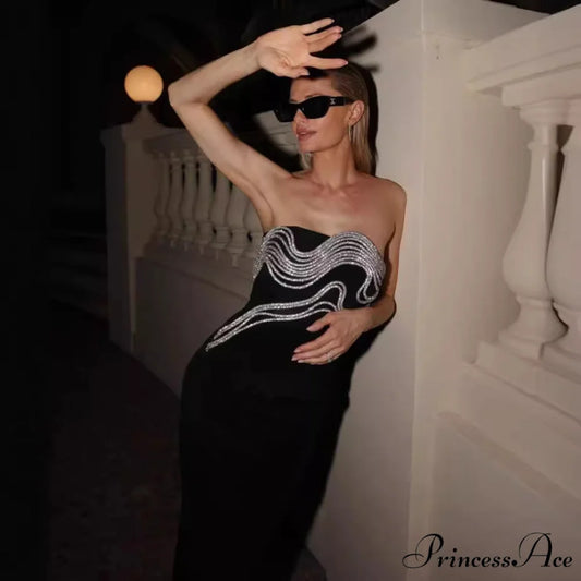 Sophisticated Stitched Gemstone Celebration Gown Formal Gown promdress-250223