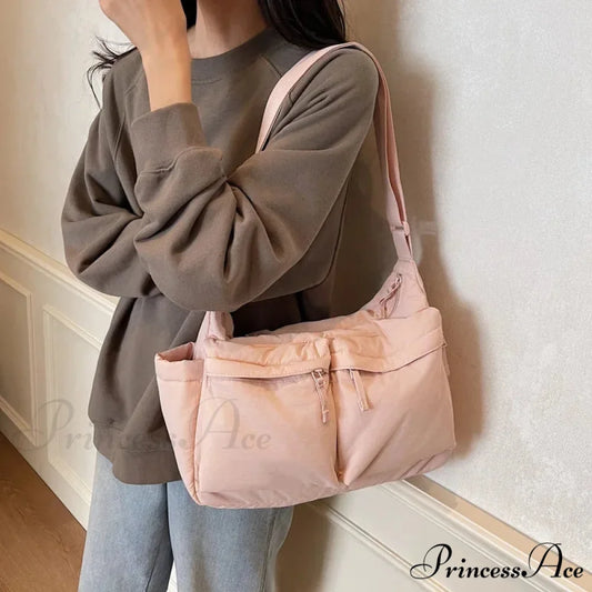 Spacious Capacity Nylon Water-Resistant Labor Crossbody Pink crossbody-250126