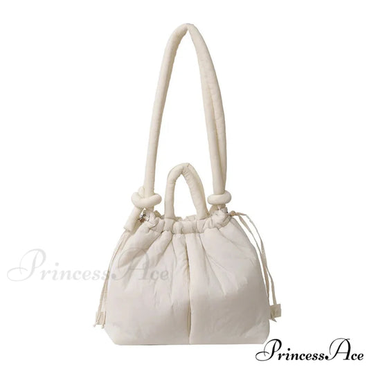 Spacious Capacity Puffer Nylon Tote Purse Designer Beige handbag-250126