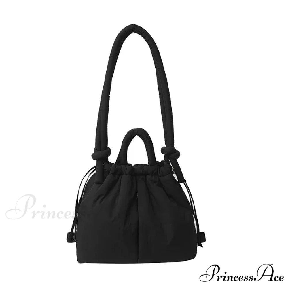 Spacious Capacity Puffer Nylon Tote Purse Designer Black handbag-250126