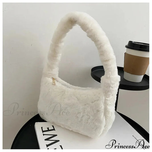 Spacious Capacity Synthetic Leather Shoulder Bag White shoulder-250126