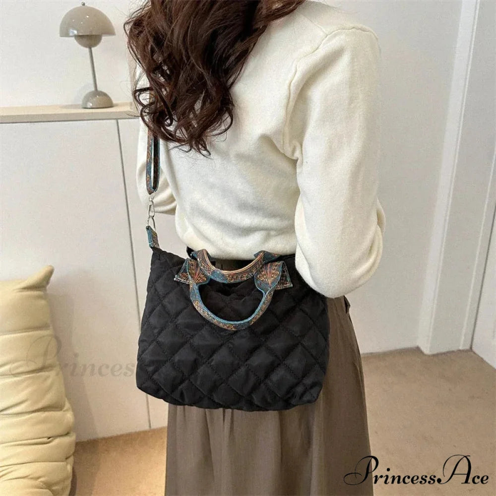 Spacious Shoulder Strap Generous Capacity Cotton Shopping Tote handbag-250126