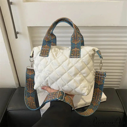Spacious Shoulder Strap Generous Capacity Cotton Shopping Tote White / 22.5x10.5x19.5cm handbag-250126