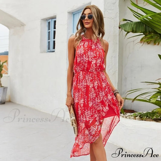 Spaghetti Strap Holiday Dress Red / S