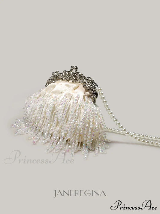 Sparkling Bead Gem Evening Clutch Bag Ivory clutchbag-250126
