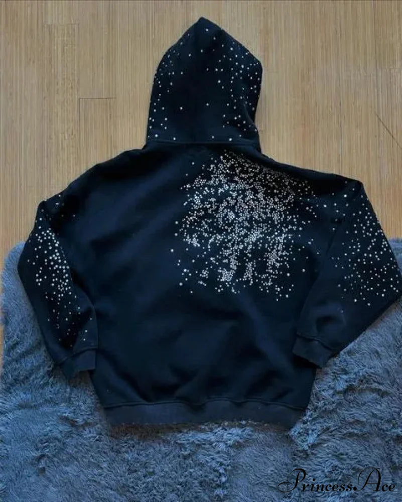 Sparkling Black Pullover Hoodie hoodies-241228