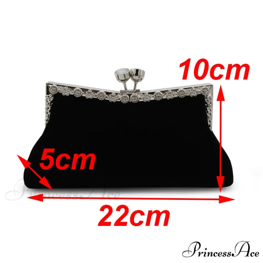 Sparkling Crown Evening Clutch Bag Shoulder Purse Black clutchbag-250126