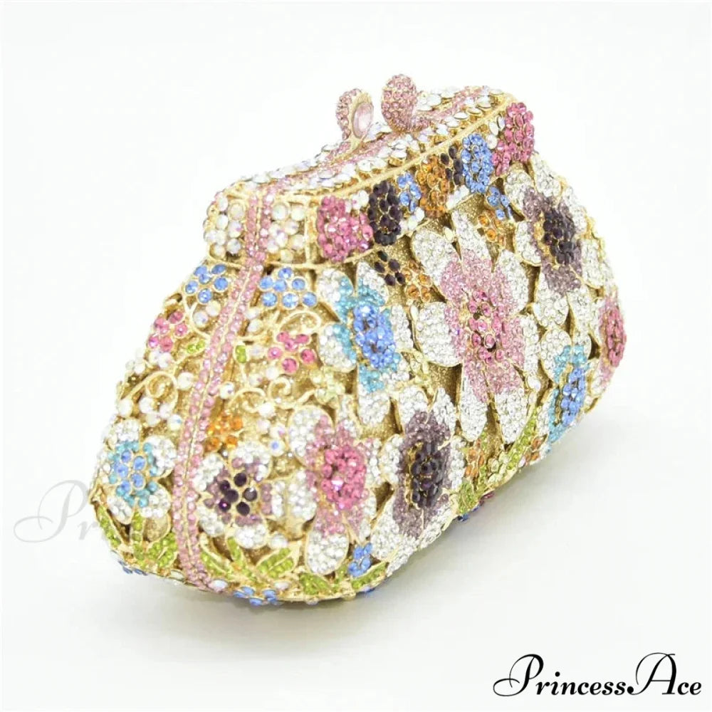 Sparkling Crystal Bridal Wedding Blossom Diamond Clutch Purse clutchbag-250126