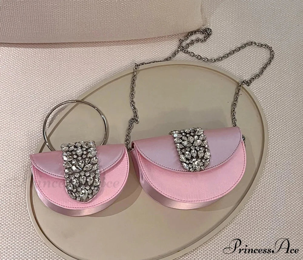 Sparkling Crystal Silk Evening Clutch Wedding Bag clutchbag-250126