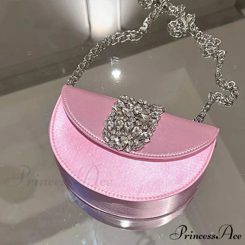 Sparkling Crystal Silk Evening Clutch Wedding Bag clutchbag-250126