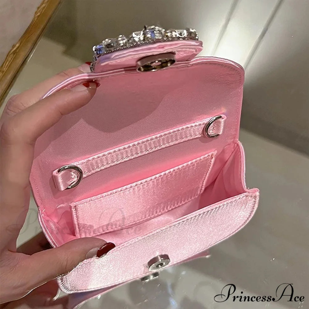 Sparkling Crystal Silk Evening Clutch Wedding Bag clutchbag-250126