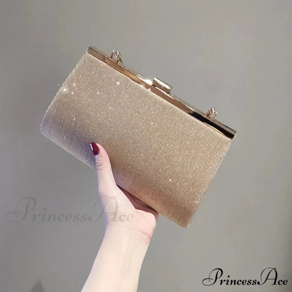 Sparkling Deluxe Apricot Evening Clutch Chain Shoulder Bag clutchbag-250126