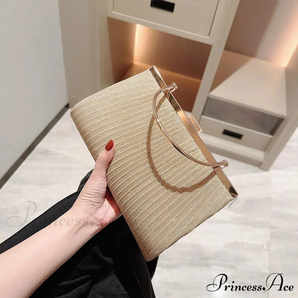 Sparkling Deluxe Apricot Evening Clutch Chain Shoulder Bag clutchbag-250126