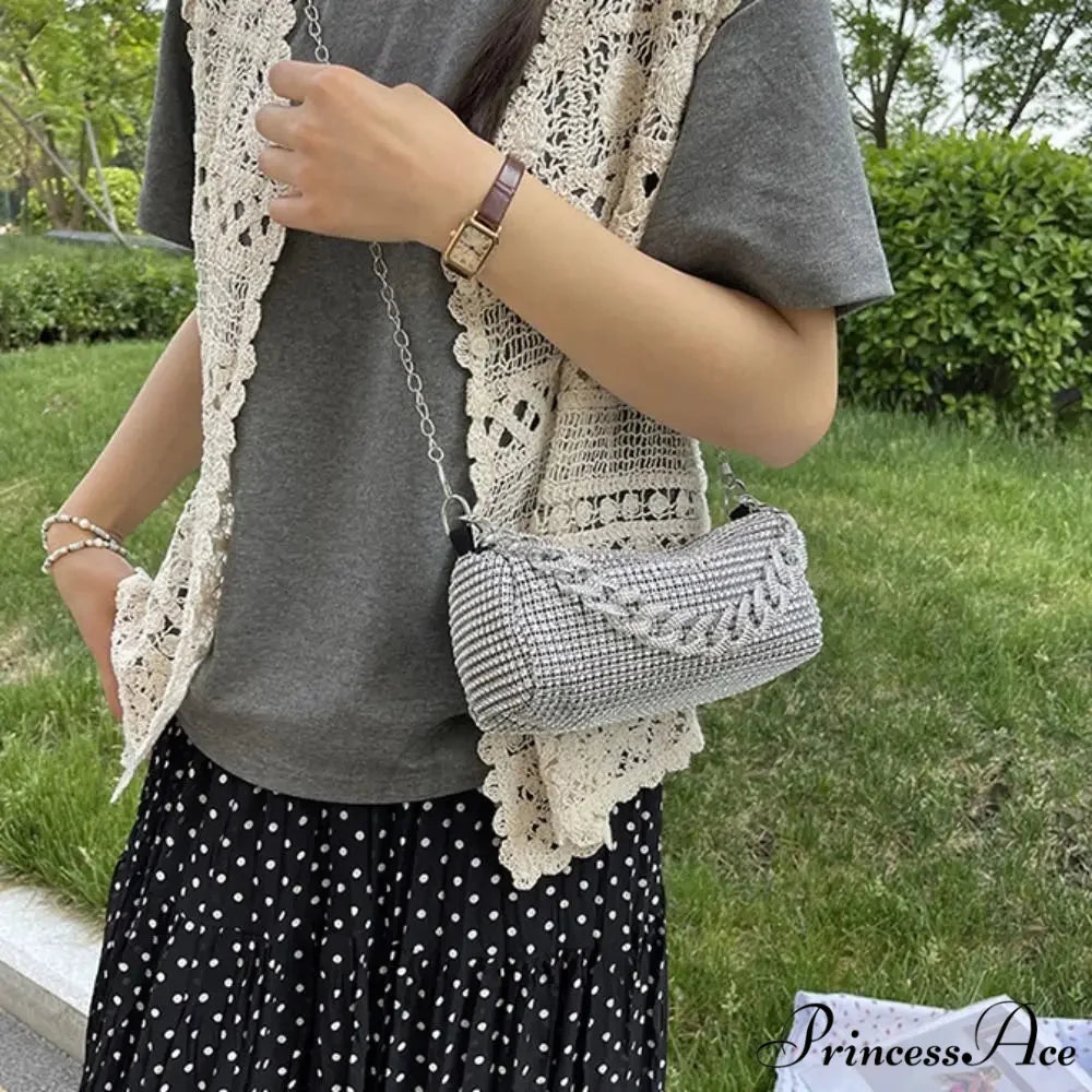 Sparkling Feast Crossbody Glitter Cuba Chain Clutch Bag clutchbag-250126