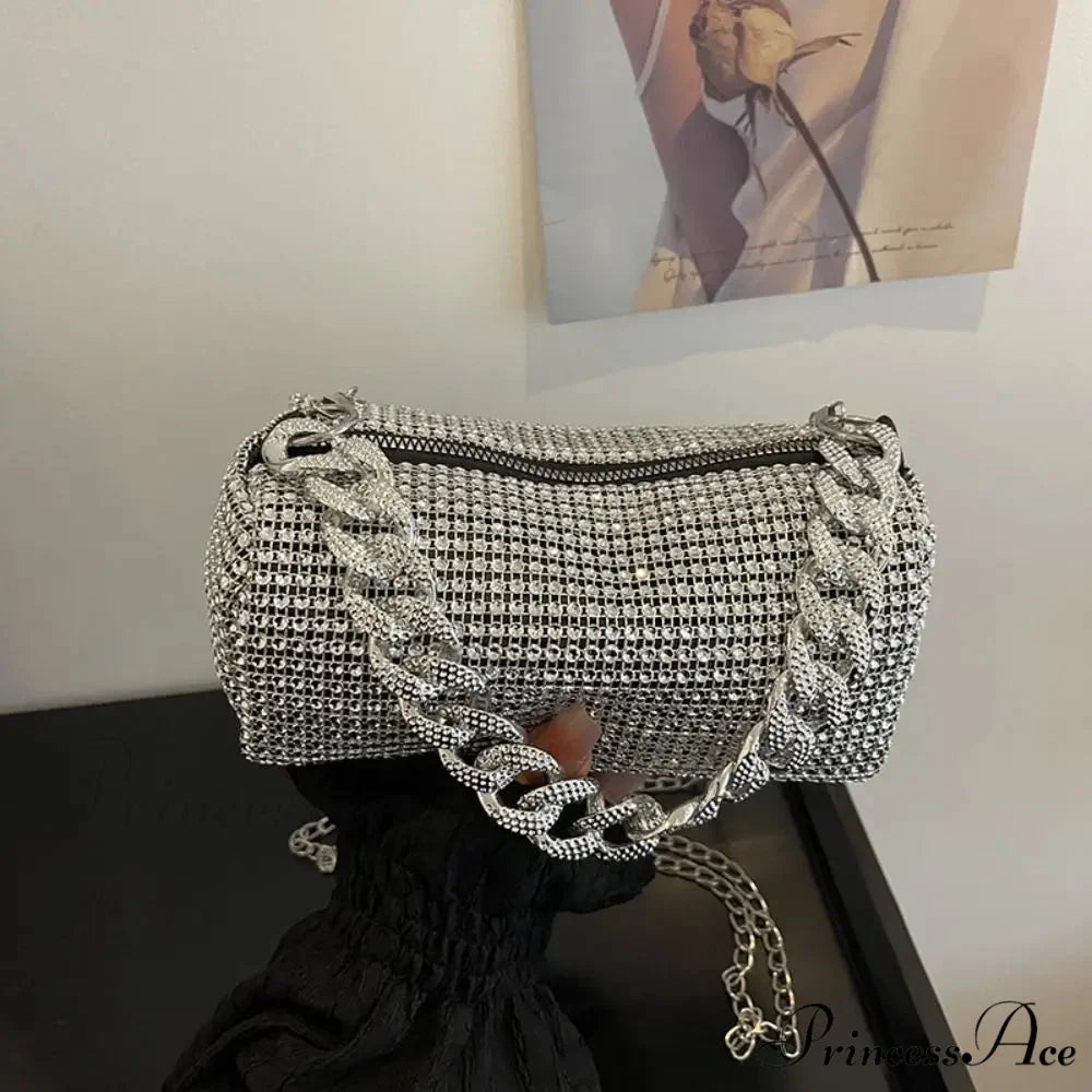 Sparkling Feast Crossbody Glitter Cuba Chain Clutch Bag clutchbag-250126