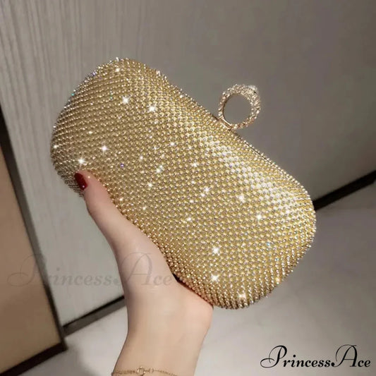 Sparkling Gems Lavish Nighttime Purse Gold clutchbag-250126