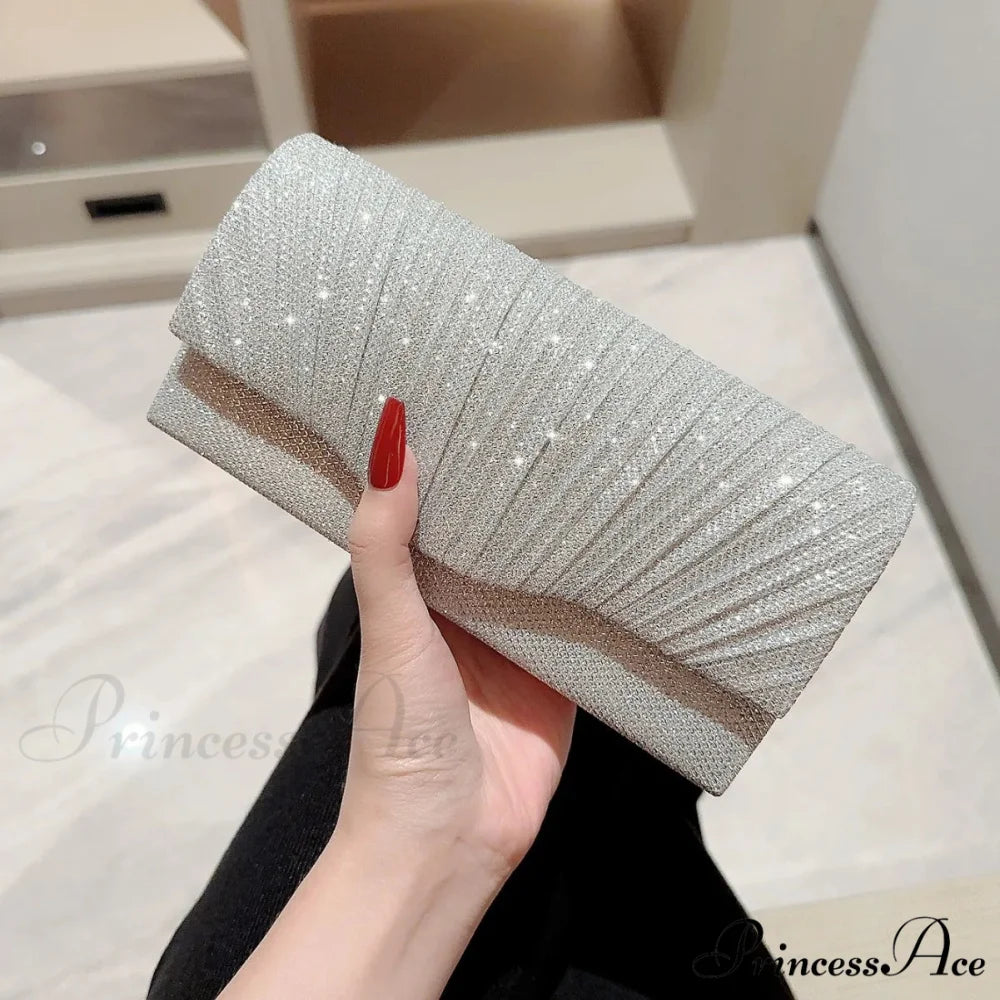 Sparkling Gray Envelope Clutch Wristlet Silver wristlet-250126