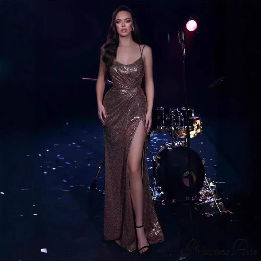 Sparkling Off-The-Shoulder Split Prom Gown promdress-250223