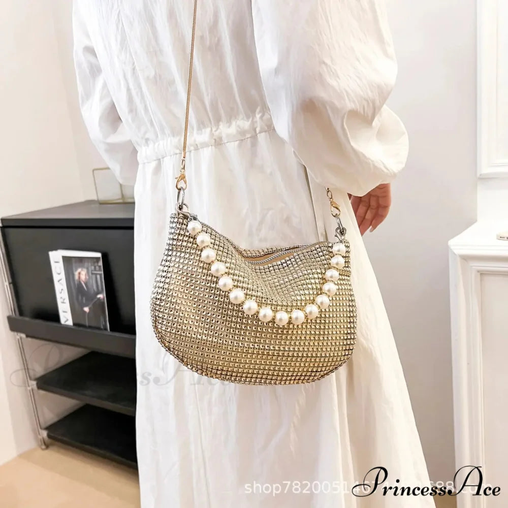 Sparkling Pearl Evening Tote Bag Shoulder Handbag clutchbag-250126