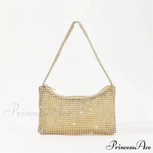 Sparkling Rhinestone Evening Bag Gemstone Shoulder Wedding Celebration Clutch Gold clutchbag-250126