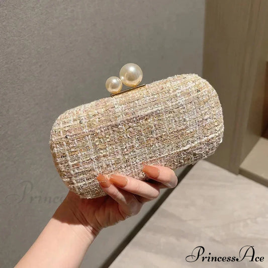 Sparkling Tweed Bead Clutch Wristlet Gold wristlet-250126