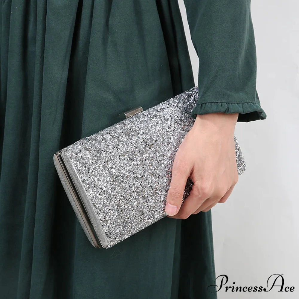 Sparkling Wedding Clutch Evening Celebration Bag Design A silver clutchbag-250126
