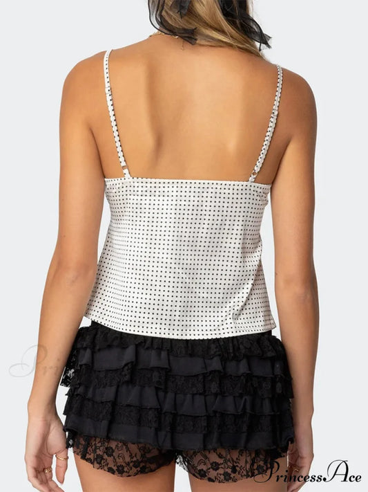 Spots Pattern Silk Lace Crop Top croptop-250223