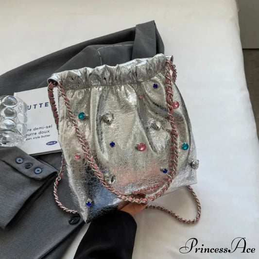 Spotted Buyer Big Shoulder Bag SilverPink shoulder-250126