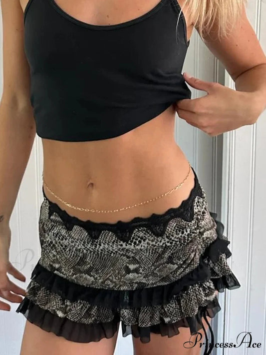 Spotted Cinch Vintage Skirt Black / S skirts-250223