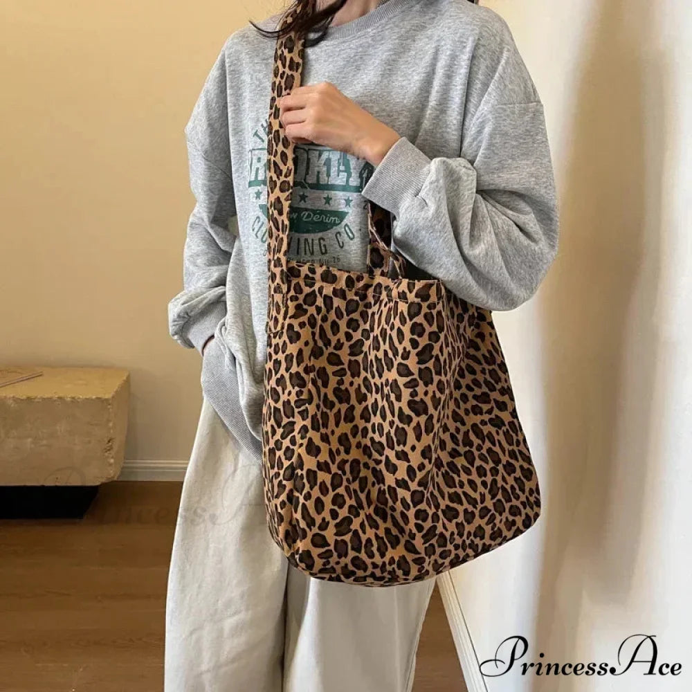 Spotted Pattern Korean Style Shopper Handbag DarkBrown handbag-250126