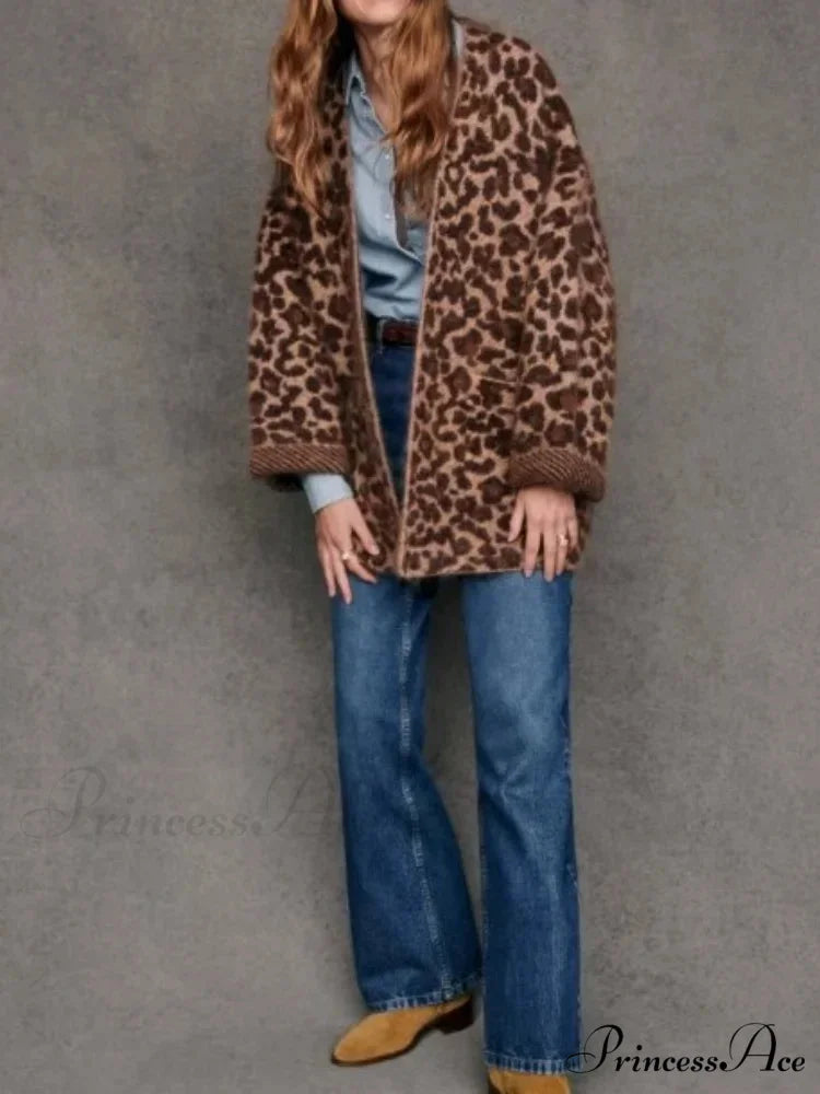 Spotted Pattern Mohair Open Cardigan cardigans-241228