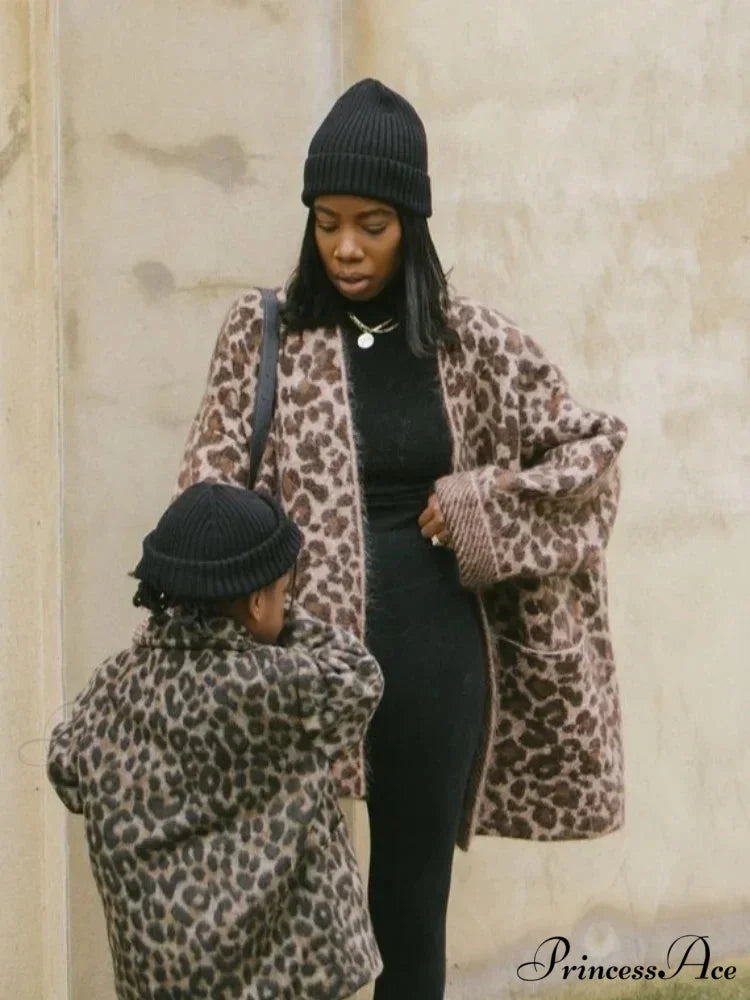 Spotted Pattern Mohair Open Cardigan cardigans-241228
