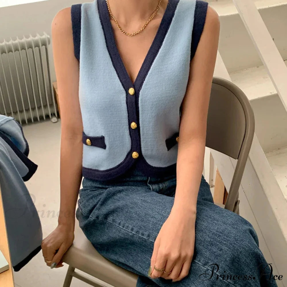 Spring Deep V-neck Extended Sleeve Knitted Cardigan Blue / One Size cardigans-241228