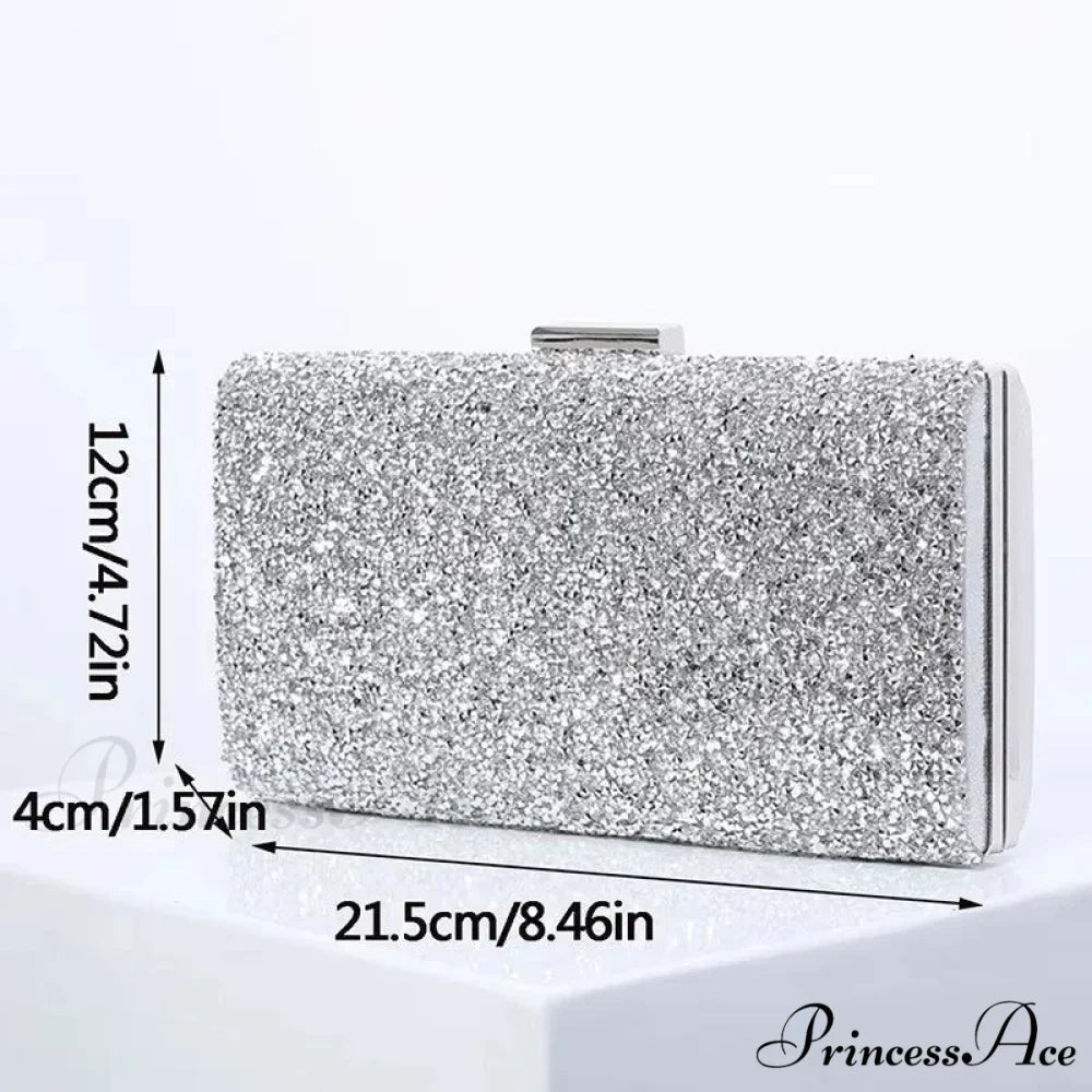 Square Purses Women’s Celebration Evening Pouch Bag SILVER / (20cm clutchbag-250126