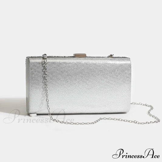 Square Purses Women’s Celebration Evening Pouch Bag SILVER / (20cm clutchbag-250126