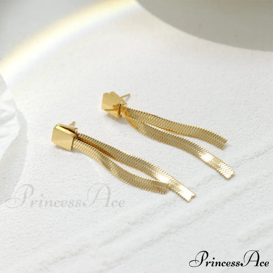 Stainless Steel Snake Chain Pendant Earrings