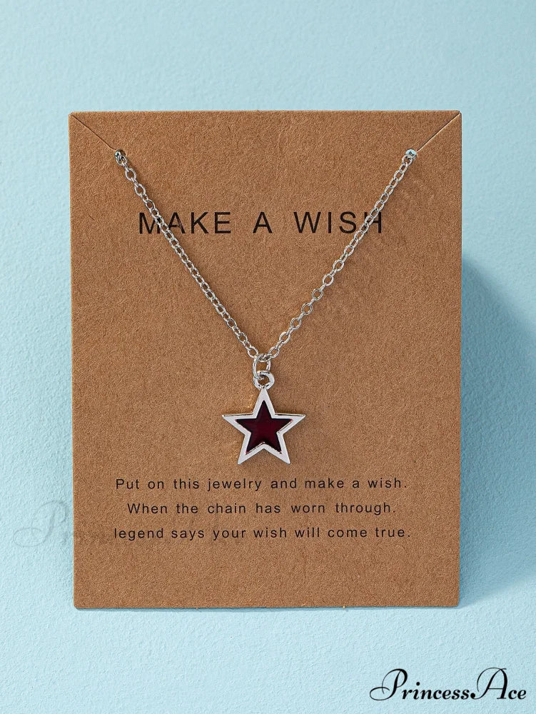 Star Pendant Necklace Burgundy / one-size