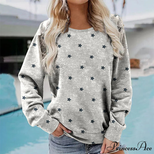 Star Sweatshirt with Casual Print Gray / S