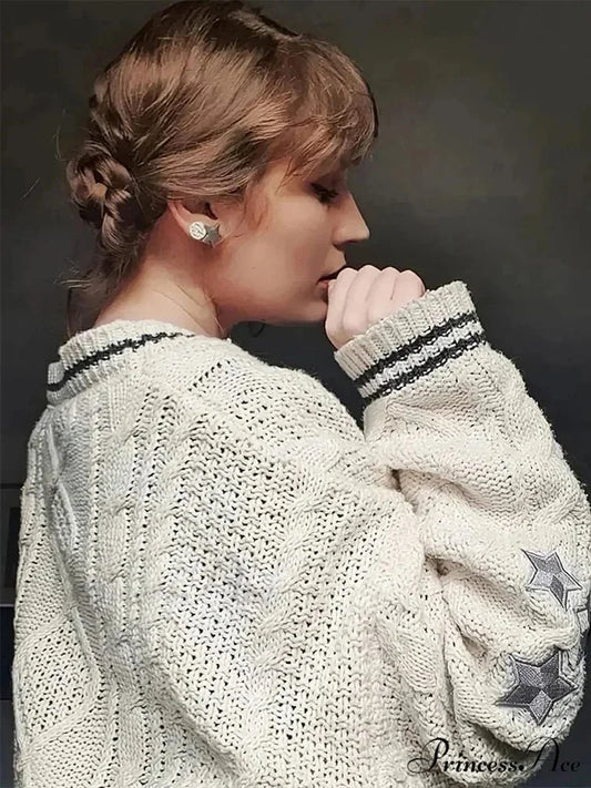 Stellar Embroidery Knit Button-up Cardigan cardigans-241228