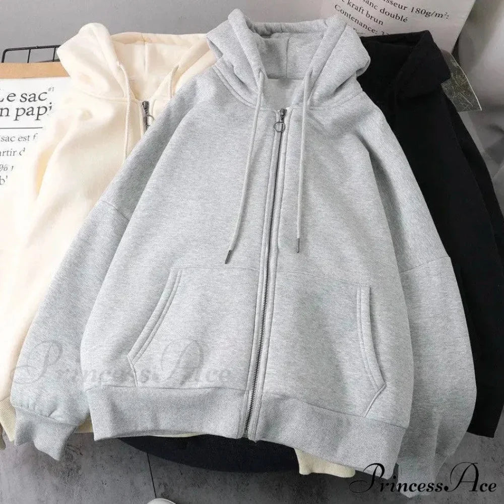 Stellar Print Vintage Zipper Hoodie white2 / M hoodies-241228