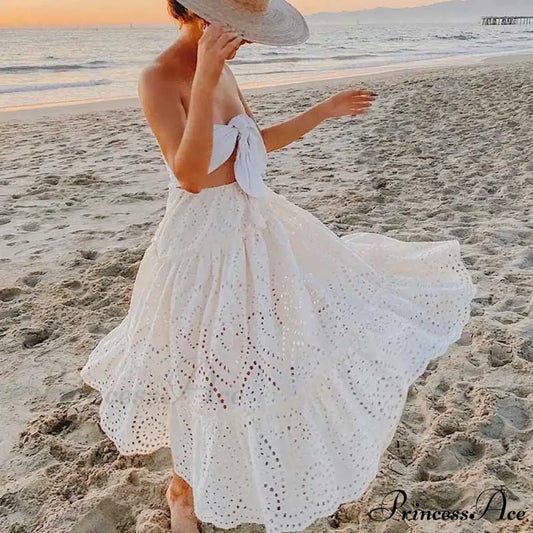 Stitched High Waist Bohemian Skirt WHITE / One Size skirts-250223