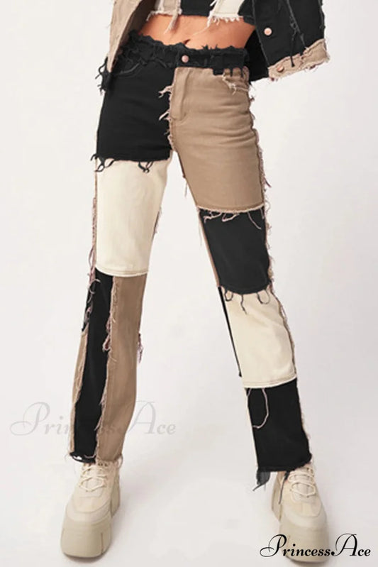 Straight-leg Jeans with Panels Black / XS