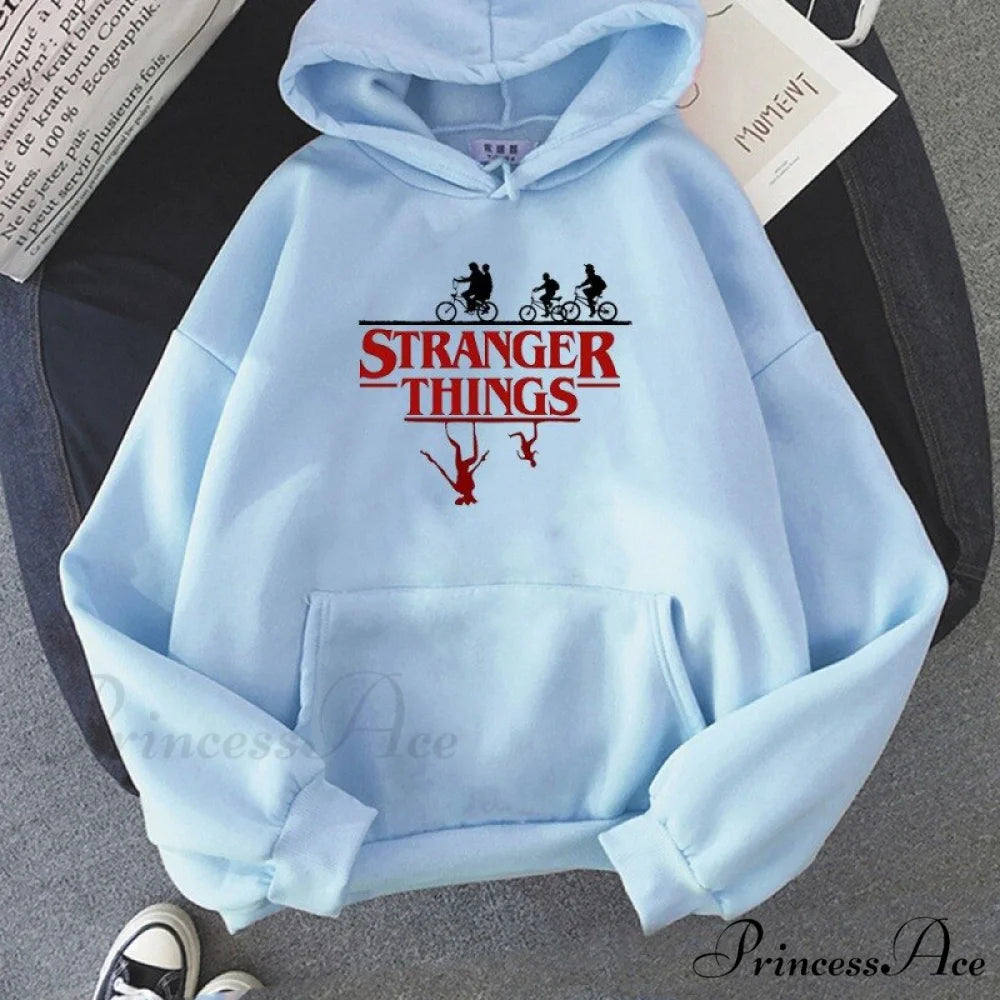 Stranger Things Anime Print Hoodies Sky Blue / S Sweatshirts & Hoodies-L