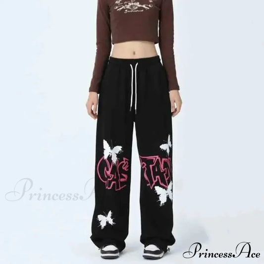 Street Art Butterfly Design Rap Pants Black / S pants-241228
