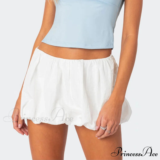 Stretchy Waist Flared Summer Skirt WHITE / S skirts-250223