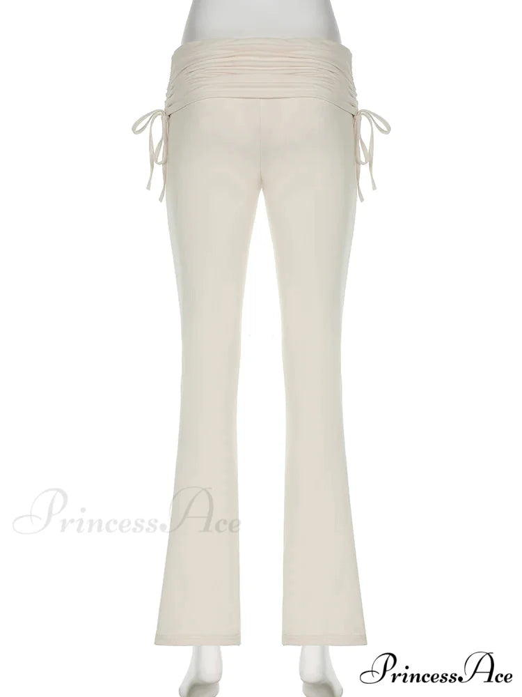Stripe Drawstring Elastic Low Waist Baggy Sweatpants Straight Leg Pants
