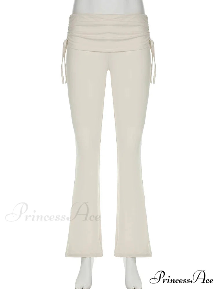 Stripe Drawstring Elastic Low Waist Baggy Sweatpants Straight Leg Pants