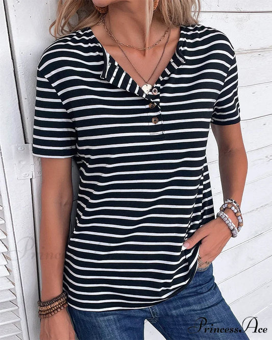 Striped Arm Brief Tee Black / S