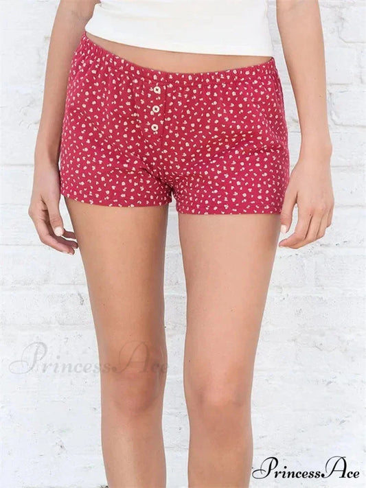 Striped Blooming Button Celebration Short red / S short-250223